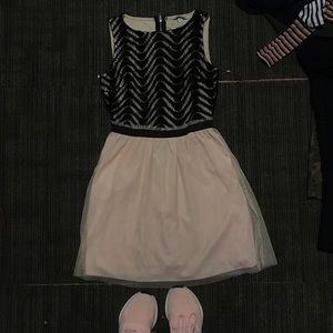 Pink/Cream/Black Semi-Formal Dress